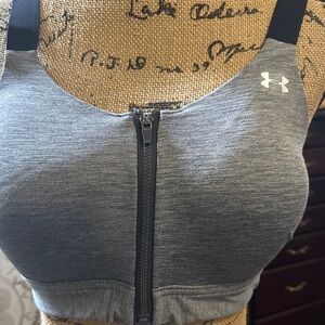 Under Armour Grey Front-Zip Performance Sports Bra